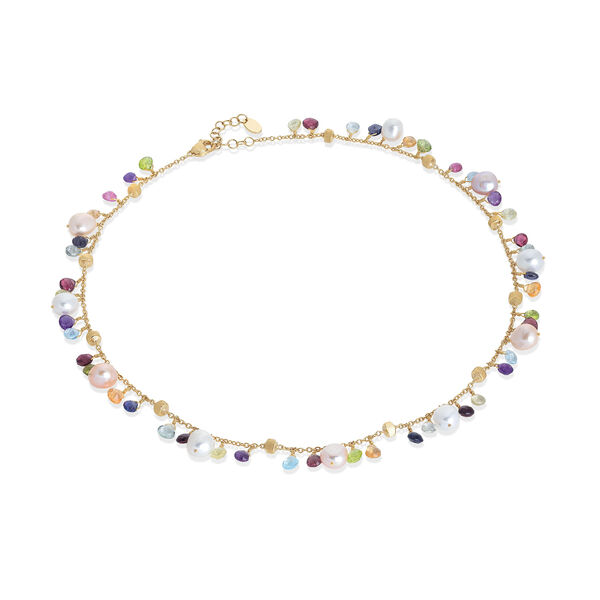 Paradise Yellow Gold, Semi-Precious Gemstone and Pearl Necklace